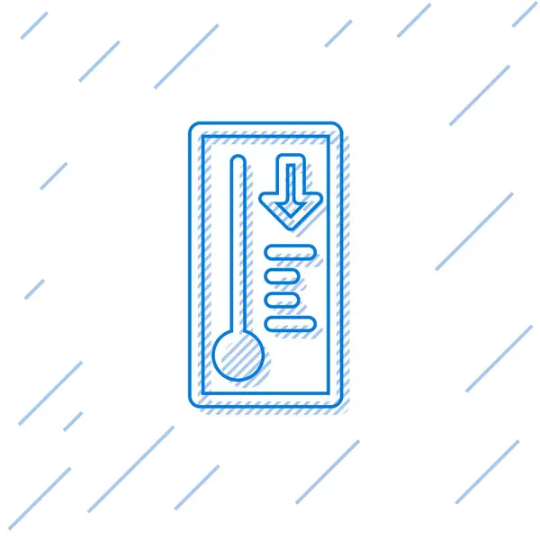 Blauwe lijn Meteorologie thermometer meten warmte en koude pictogram geïsoleerd op witte achtergrond. Thermometer apparatuur toont warm of koud weer. Vector Illustratie — Stockvector