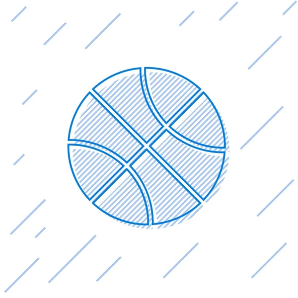 Blue line Basketball ball icon isolated on white background. Sport symbol. Vector Illustration — Stock Vector