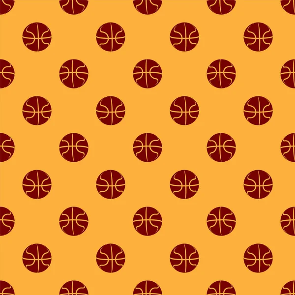 Röd Basket boll ikon isolerad sömlös mönster på brun bakgrund. Sportsymbol. Vektor Illustration — Stock vektor