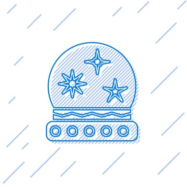 Mavi çizgi sihirli top ikonu beyaz arkaplanda izole edildi. Kristal küre. Vektör İllüstrasyonu