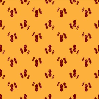 Kırmızı Fıstık simgesi kahverengi arka planda izole edilmiş. Vektör İllüstrasyonu