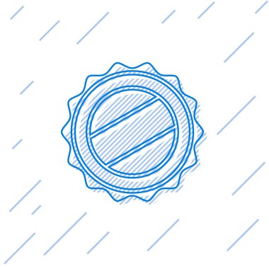 Mavi çizgi şişe kapağı simgesi beyaz arkaplanda izole edildi. Vektör İllüstrasyonu