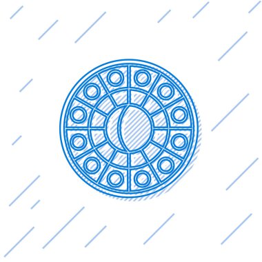 Beyaz arka planda zodyak ikonu olan mavi çizgili yıldız falı dairesi. Vektör İllüstrasyonu