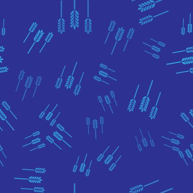 Mavi mısır gevrekleri, pirinç, buğday, mısır, yulaf, çavdar, arpa ikonu mavi arka planda izole edilmiş. Buğday ekmeği sembolleri. Vektör İllüstrasyonu