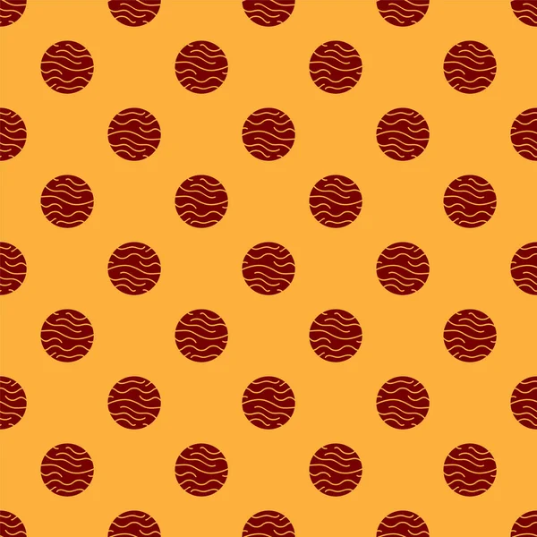 Roter Planet venus icon isoliert nahtlose Muster auf braunem Hintergrund. Vektorillustration — Stockvektor