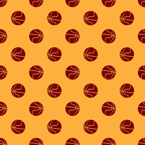 빨간 농구볼 아이콘은 갈색 배경에서 바다없는 패턴을 분리 했습니다. 스포츠의 상징. 벡터 일러스트 — 스톡 벡터