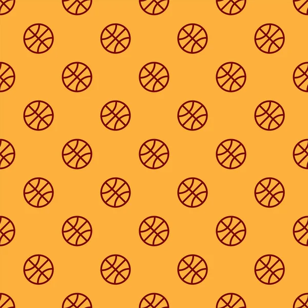 Icône de ballon de basket-ball rouge isolé motif sans couture sur fond brun. Symbole sportif. Illustration vectorielle — Image vectorielle