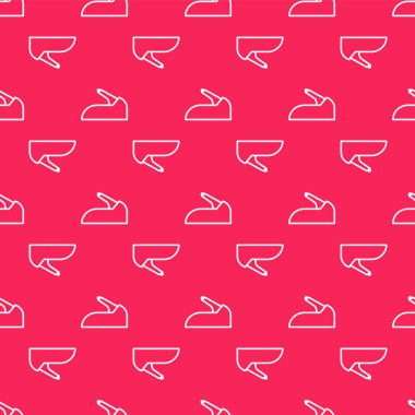 Beyaz çizgili el freni ikonu kırmızı arka planda izole edilmiş. Park freni kolu. Vektör İllüstrasyonu