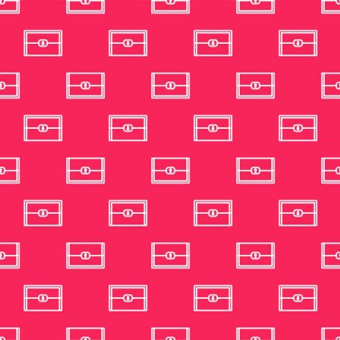 Oyun simgesi için beyaz çizgi göğsü kırmızı arkaplanda izole edilmiş pürüzsüz desen. Vektör İllüstrasyonu