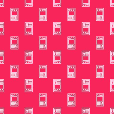 Beyaz çizgi Kırmızı arkaplanda izole edilmiş hesap ekranı simgesi oluştur. Vektör İllüstrasyonu