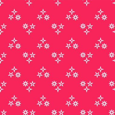 Beyaz çizgi düşen yıldız ikonu kırmızı zeminde izole edilmiş. Göktaşı, göktaşı, kuyruklu yıldız, asteroid, yıldız ikonu. Vektör İllüstrasyonu