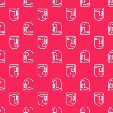 Beyaz çizgi vites değiştiren simgesi kırmızı arkaplanda izole edilmiş. İletişim simgesi. Vektör İllüstrasyonu