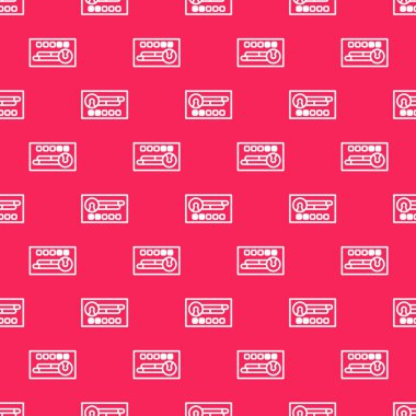 Beyaz çizgi Kırmızı arkaplanda izole edilmiş hesap ekranı simgesi oluştur. Vektör İllüstrasyonu