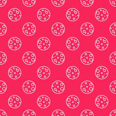 Beyaz çizgi Ay simgesi, kırmızı arkaplanda pürüzsüz desen izole etti. Vektör İllüstrasyonu