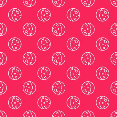 Güneş tutulmasının beyaz çizgisi kırmızı zemin üzerinde izole edilmiş. Tam sonar tutulması. Vektör İllüstrasyonu