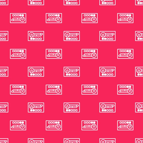 Beyaz çizgi Kırmızı arkaplanda izole edilmiş hesap ekranı simgesi oluştur. Vektör İllüstrasyonu