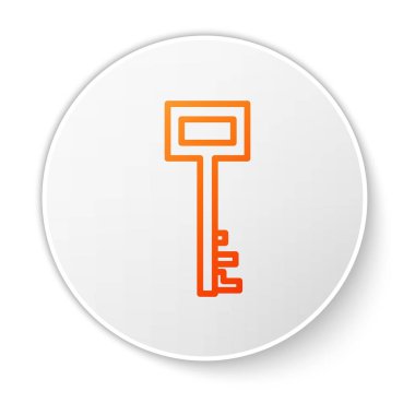 Turuncu çizgi Korsan anahtar simgesi beyaz arkaplanda izole edildi. Beyaz daire düğmesi. Vektör İllüstrasyonu