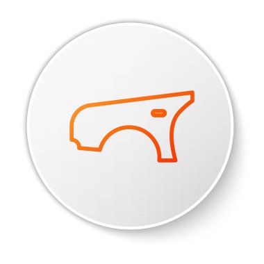 Beyaz arka planda turuncu çizgili araba tamponu ikonu var. Beyaz daire düğmesi. Vektör İllüstrasyonu