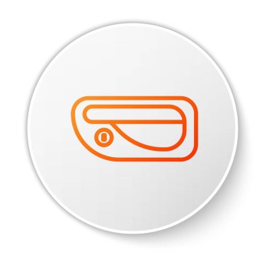 Turuncu çizgili araba kapı kolu simgesi beyaz arka planda izole edildi. Beyaz daire düğmesi. Vektör İllüstrasyonu