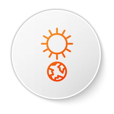 Turuncu çizgi Gündönümü simgesi beyaz arkaplanda izole edildi. Beyaz daire düğmesi. Vektör İllüstrasyonu