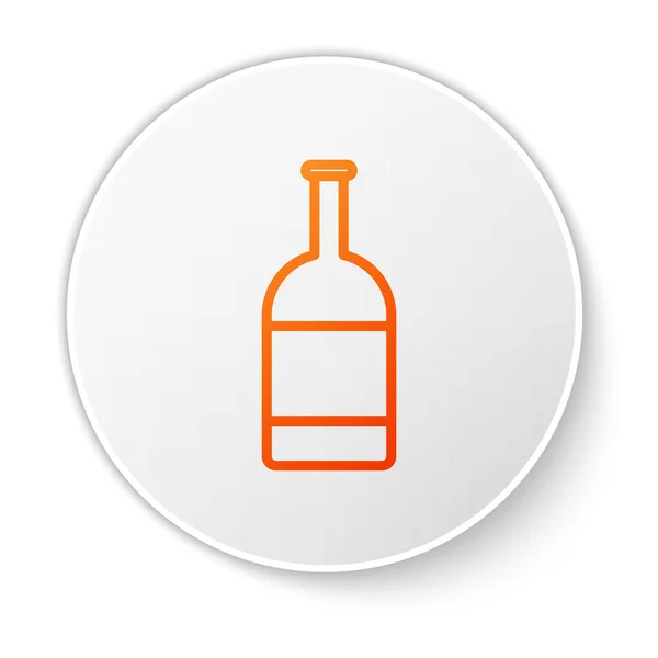 Pomarańczowa linia Ikona butelki piwa izolowana na białym tle. Biały przycisk koła. Ilustracja wektora — Wektor stockowy