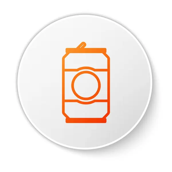 Linha laranja Ícone de lata de cerveja isolado no fundo branco. Botão de círculo branco. Ilustração vetorial — Vetor de Stock
