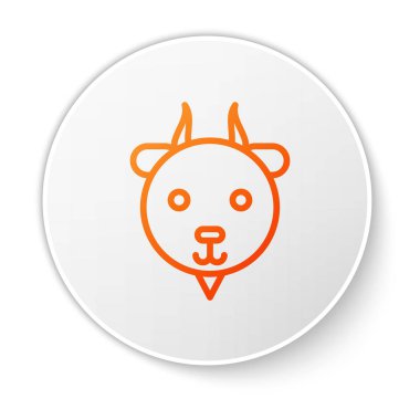 Turuncu çizgi Aries burç simgesi beyaz arkaplanda izole edilmiş. Astrolojik yıldız falı koleksiyonu. Beyaz daire düğmesi. Vektör İllüstrasyonu