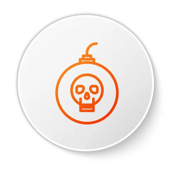 Orangefarbene Linienbombe bereit zur Explosion Symbol isoliert auf weißem Hintergrund. fröhliche Halloween-Party. weißer Kreis-Knopf. Vektorillustration — Stockvektor