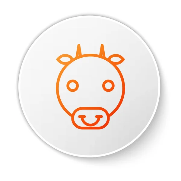 Narancs vonal Ox állatöv jel ikon elszigetelt fehér alapon. Asztrológiai horoszkóp gyűjtemény. Fehér kör gomb. Vektorillusztráció — Stock Vector