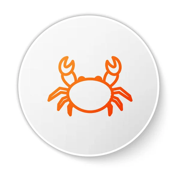 Linha laranja ícone de caranguejo isolado no fundo branco. Botão de círculo branco. Ilustração vetorial —  Vetores de Stock