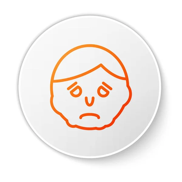 Oranje lijn Ontsteking op gezicht pictogram geïsoleerd op witte achtergrond. Witte cirkel knop. Vector Illustratie — Stockvector