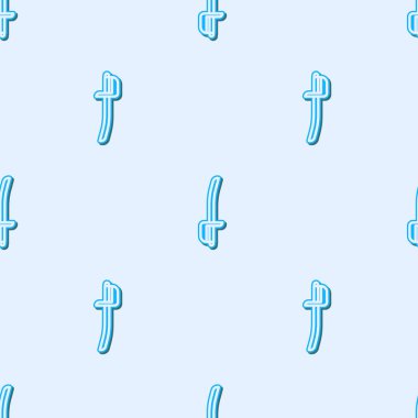 Mavi çizgi korsan kılıç ikonu gri arkaplanda kusursuz desen izole etti. Kılıç işareti. Vektör İllüstrasyonu