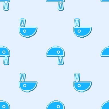 Mavi çizgi elektirik karıştırıcı simgesi gri arkaplandaki pürüzsüz deseni izole etti. Mutfak blenderi. Vektör İllüstrasyonu