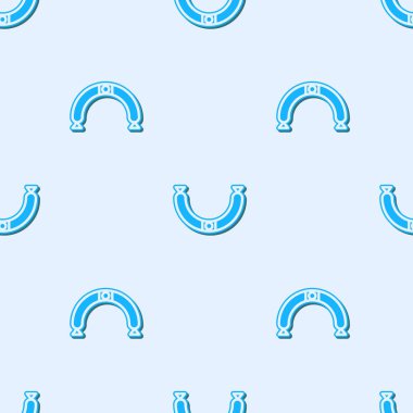 Buhar ikonlu mavi çizgi sosis gri arka planda izole edilmiş pürüzsüz desen. Izgara sosis ve aroma işareti. Vektör İllüstrasyonu