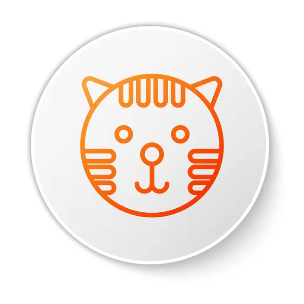 Orange line Tiger zodiac sign icon isolated on white background. Astrological horoscope collection. White circle button. Vector Illustration — Stock Vector