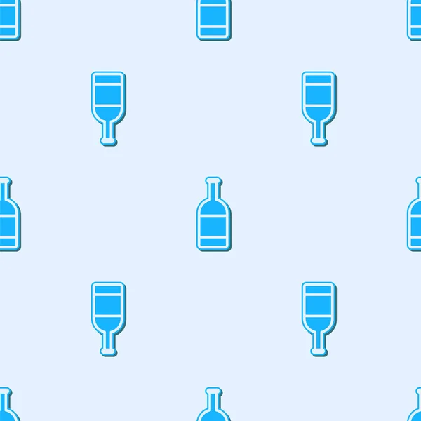 Ikon botol bir garis biru mengisolasi pola mulus pada latar belakang abu-abu. Ilustrasi Vektor - Stok Vektor