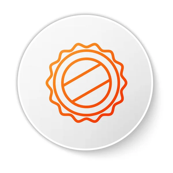 Orange line Bottle cap icon isolated on white background. White circle button. Vector Illustration — Stock Vector