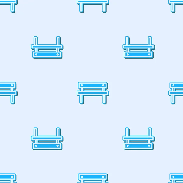 Blauwe lijn Bench pictogram geïsoleerd naadloos patroon op grijze achtergrond. Vector Illustratie — Stockvector