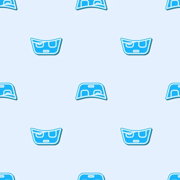 Ligne bleue Icône de pare-brise de voiture isolé motif sans couture sur fond gris. Illustration vectorielle — Image vectorielle