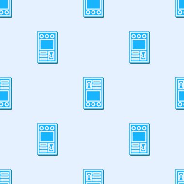 Mavi çizgi Gri arkaplanda izole edilmiş hesap ekranı simgesi oluştur. Vektör İllüstrasyonu