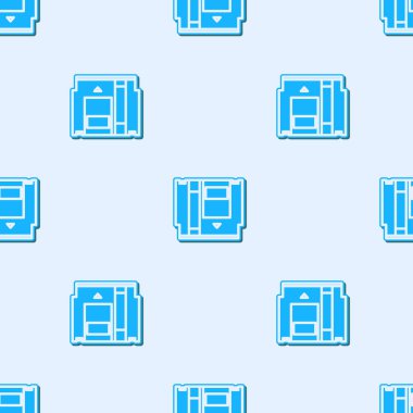 Retro oyun konsolu simgesi için mavi çizgi kartuşu gri arkaplanda izole edilmiş pürüzsüz desen. Televizyon oyunu kartuşu. Vektör İllüstrasyonu