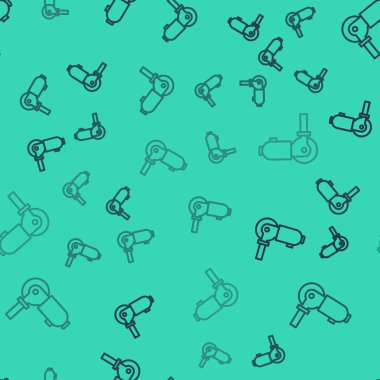 Siyah çizgi açılı öğütücü simgesi yeşil arkaplanda izole edilmiş kusursuz desen. Vektör İllüstrasyonu