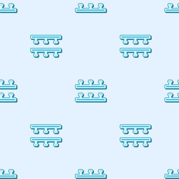 Blauwe lijn Automatische irrigatiesproeiers pictogram geïsoleerd naadloos patroon op grijze achtergrond. Besproeiingsapparatuur. Tuin element. Spuitpistool icoon. Vector Illustratie — Stockvector