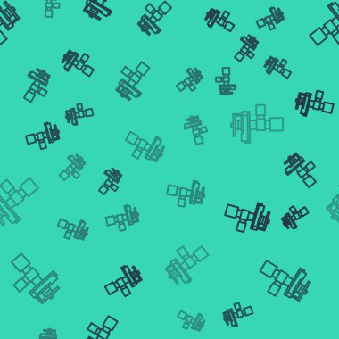 Siyah çizgi otomatik sulama ikonu yeşil arka planda izole edilmiş pürüzsüz desen. Su ekipmanları. Bahçe elemanı. Sprey tabanca ikonu. Vektör İllüstrasyonu