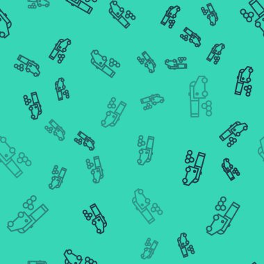 Top güllesi ikonlu siyah çizgi topu yeşil arka planda izole edilmiş pürüzsüz desen. Ortaçağ silahları. Vektör İllüstrasyonu