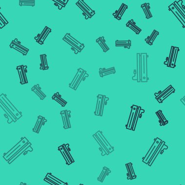 Siyah çizgi video oyun konsolu simgesi yeşil arkaplanda izole edilmiş pürüzsüz desen. Vektör İllüstrasyonu