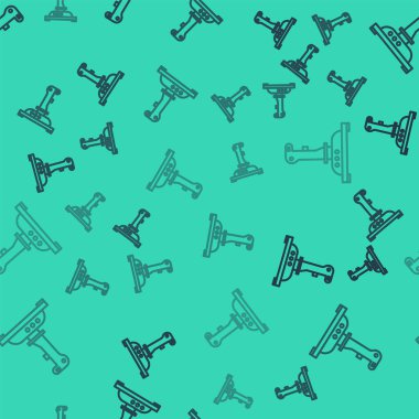 Oyun makinesi simgesi için siyah çizgi Joystick yeşil arka planda izole edilmiş pürüzsüz desen. Joystick oyun alanı. Vektör İllüstrasyonu