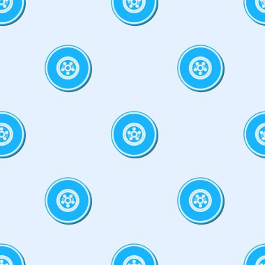 Mavi çizgi araba fren diski simgesi gri arka planda izole edilmiş. Vektör İllüstrasyonu