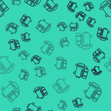 Siyah çizgi hava kompresör simgesi yeşil arka planda izole edilmiş pürüzsüz desen. Vektör İllüstrasyonu