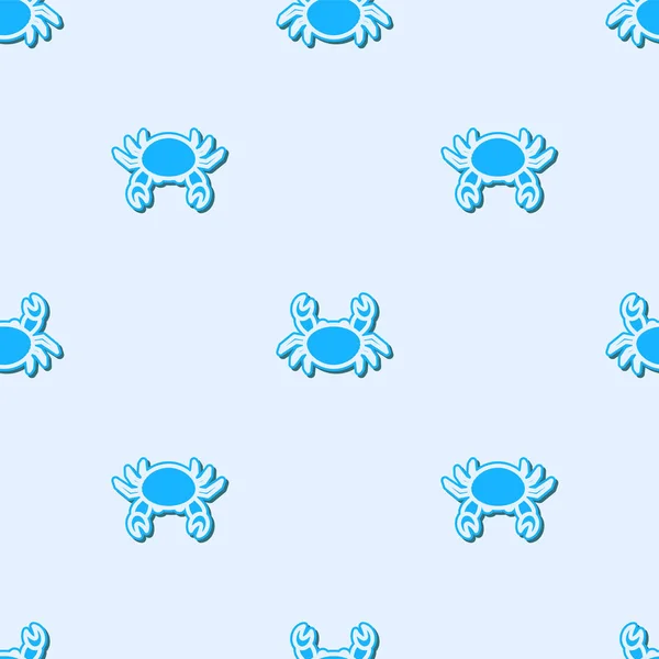 Blauwe lijn Krab pictogram geïsoleerd naadloos patroon op grijze achtergrond. Vector Illustratie — Stockvector